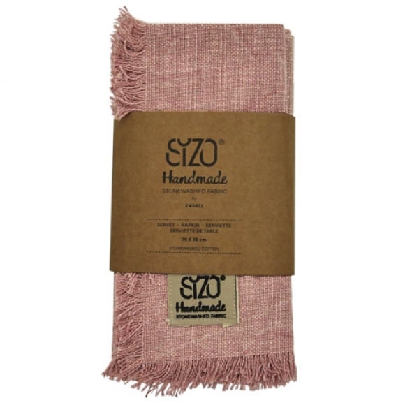 4 Baumwoll Servietten, Sizo® Handmade, stonewashed, in Rosa, 36 x 36 cm