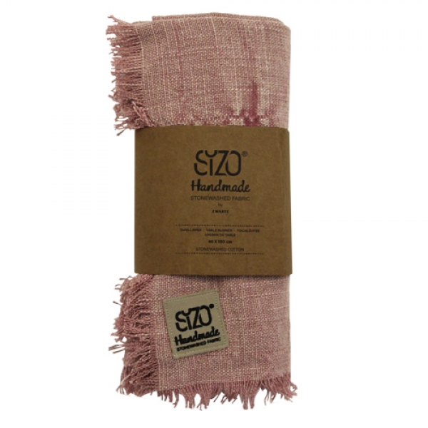 Baumwoll Tischläufer, Sizo® Handmade, stonewashed, in Rosa, 150 x 40 cm
