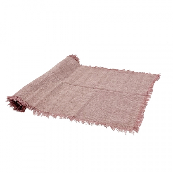 Baumwoll Tischläufer, Sizo® Handmade, stonewashed, in Rosa, 150 x 40 cm.