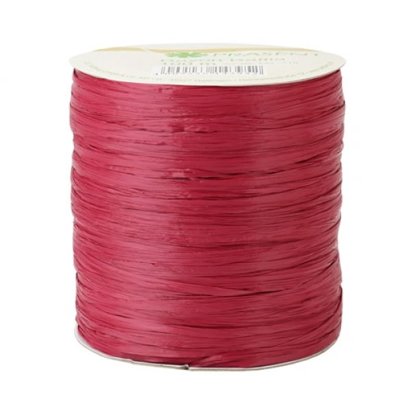 100 m Bastband Rayon Raffia matt in Rot.