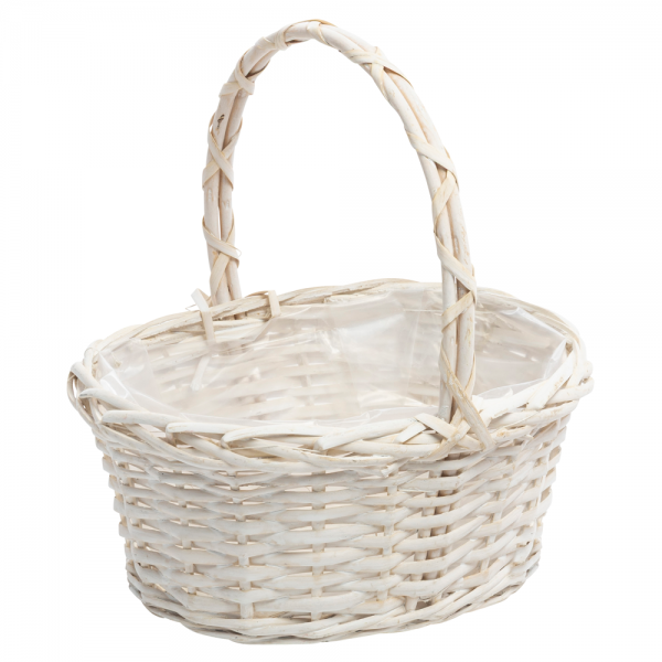 Hochzeit Weide Blumenkörbchen Emil, für Blumenkinder, in Creme-Weiß, 28 cm.