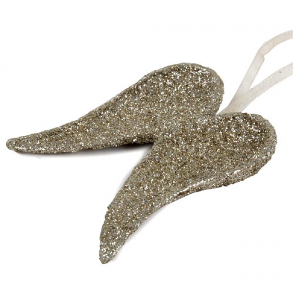 Christbaumschnuck Engelsflügel zum Aufhängen in Gold glitzernd, 80 mm.