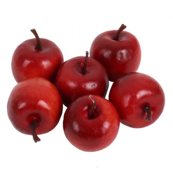 6 kleine Deko Äpfel in Rot, 32 mm.
