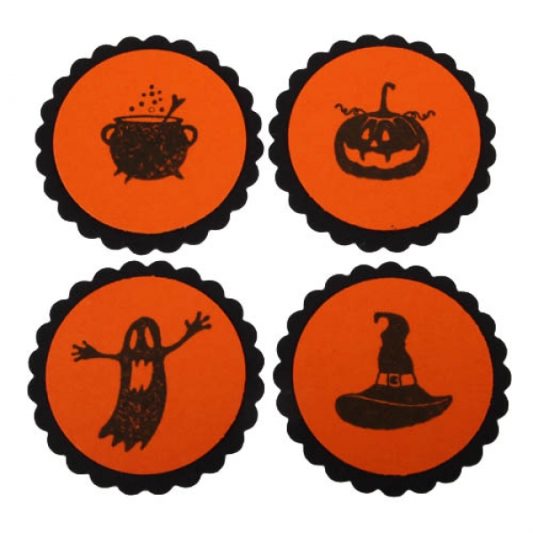 5 Geschenk-Buttons Halloween, 4 Motive zur Auswahl, 38 mm.