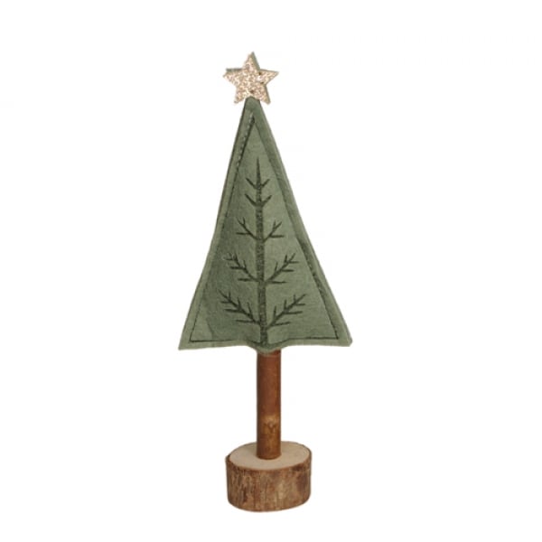 Filz Weihnachtsbaum auf Holzsockel, Muster 1, 21 cm.
