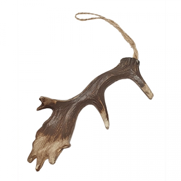 Kleines Deko Hirschgeweih, rechte Seite, zum Aufhängen in Braun, 10 cm.