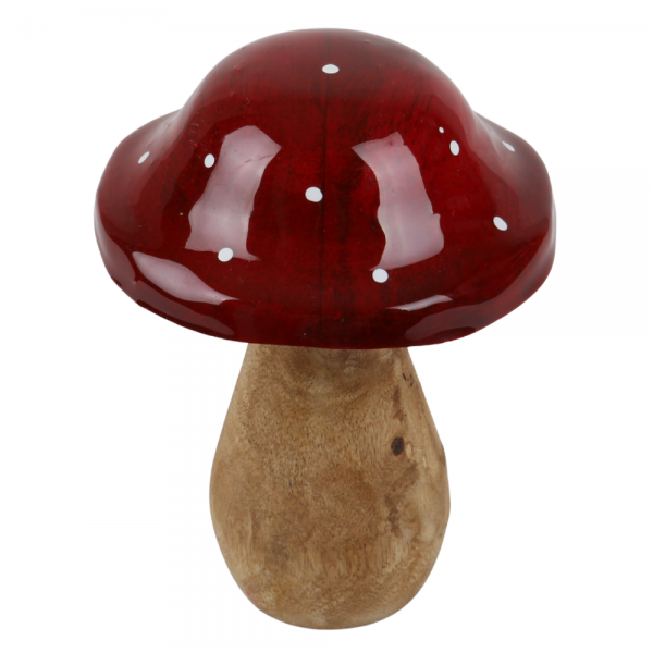 Deko Holz Fliegenpilz, 13 cm.