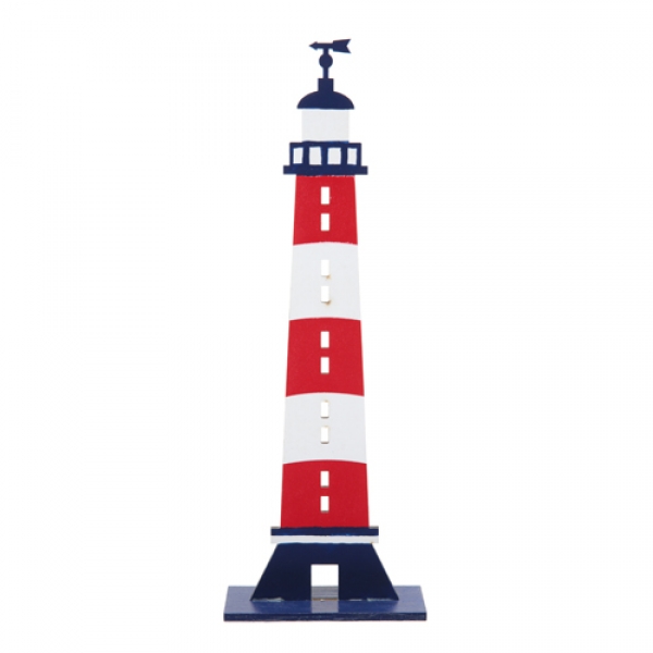 Holz Leuchtturm Maritim in Rot/Weiß, 26,5 cm.