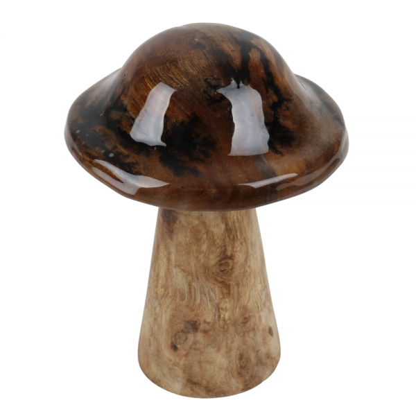 Deko Holz Pilz in Braun, 12 cm.