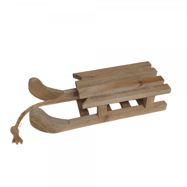 Deko Holz Schlitten in Braun, 32 cm.
