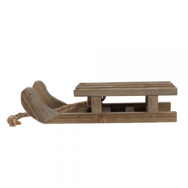 Deko Holz Schlitten in Braun, 32 cm.