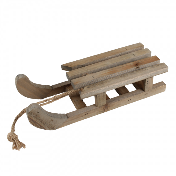 Deko Holz Schlitten in Braun, 32 cm.
