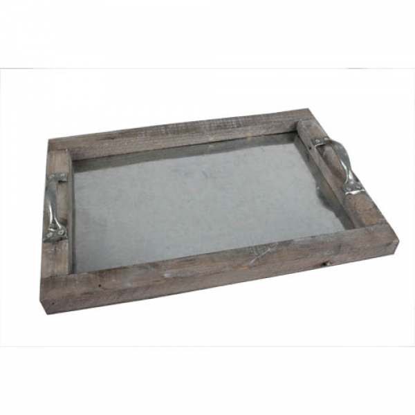 Shabby Chic Holztablett, Gesteckunterlage, rechteckig mit Henkel, Größe M, 34 cm.