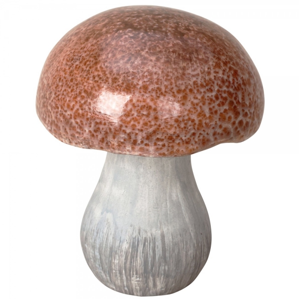 Großer Keramik Pilz in Braun/Grau, 16,5 cm.