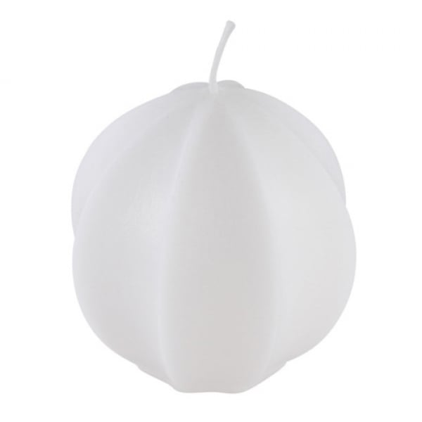 Kerze mit Sternfrucht-Silhouette in Weiß, 72 x 71 mm.