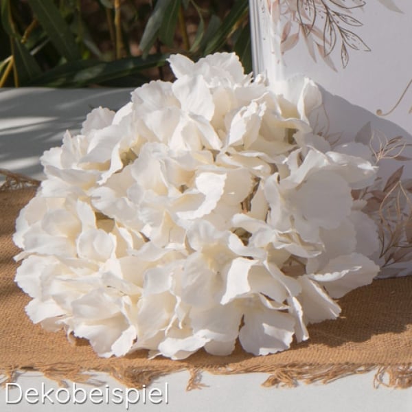 Dekobeispiel für den Deko Hortensien Blütenkopf in Creme, 20 cm.