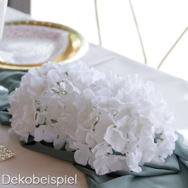 Dekobeispiel für den Deko Hortensien Blütenkopf in Weiß, 20 cm.