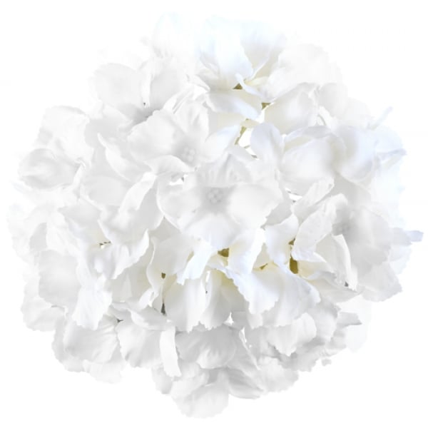 Kunstblume Hortensien Blütenkopf in Weiß, 20 cm.