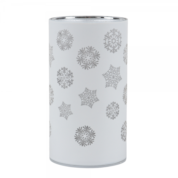 Deko LED-Licht Zylinder, Eiskristalle in Weiß, 12,5 cm.