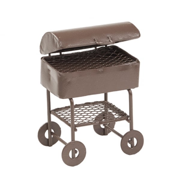 Miniatur Metall Deko Barbecue Grill in Braun, 65 mm.