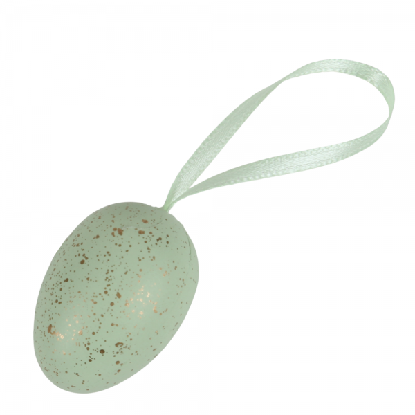 Deko Osterei zum Aufängen in Pastellgrün gold gesprenkelt.