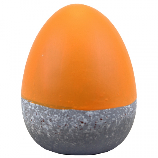 Großes Keramik Osterei in Orange/Grau, 15,5 cm.