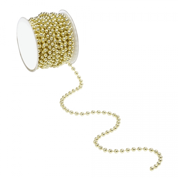 10 Meter Deko Perlenkette in Gold, 4 mm.