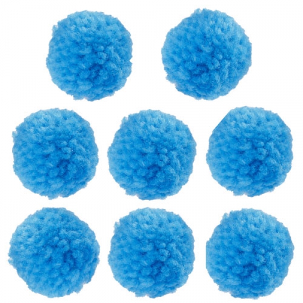 8 Kleine Pompons in Blau, 20 mm, als Streudeko oder zum Basteln.