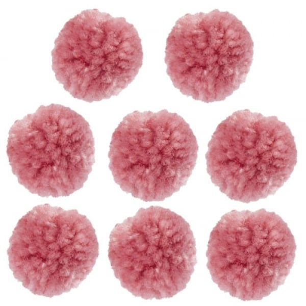 8 Kleine Pompons in Himbeere, 20 mm.