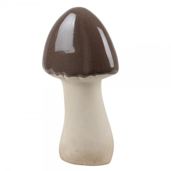 Großer Porzellan Pilz mit Hut in Braun glasiert,19 cm.