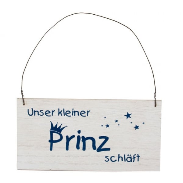 Holz Dekoschild Prinz schläft zum Aufhängen, 22 cm.