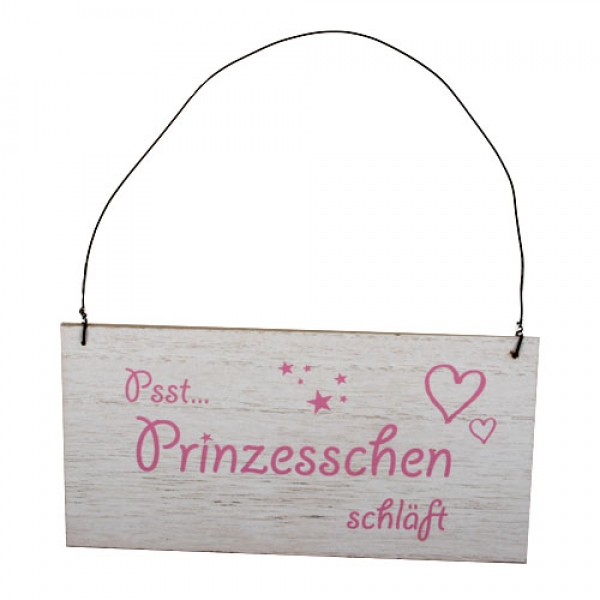 Holz Dekoschild Prinzesschen schläft zum Aufhängen, 22 cm.