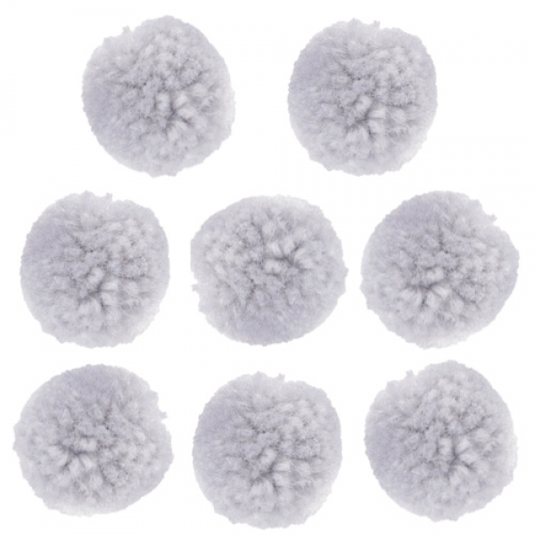 8 Kleine Pompons in Grau, 20 mm.