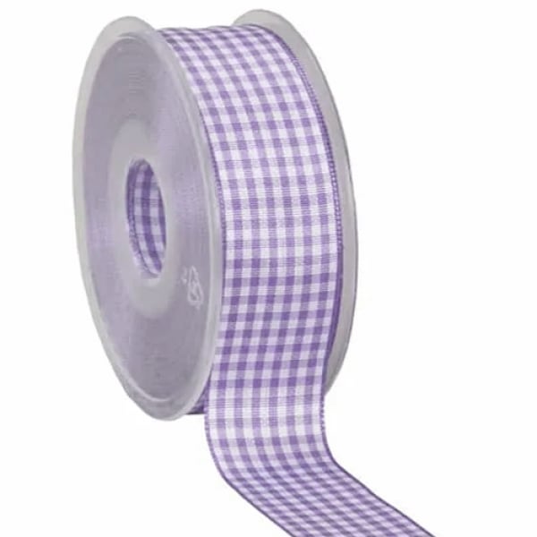 25 Meter Tischband, Dekoband Vichy, Karo in Lavendel/Weiß, 40 mm.
