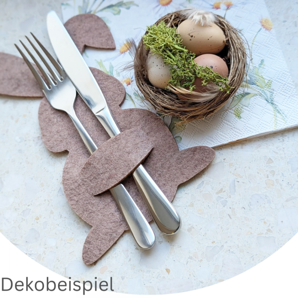 Filz Bestecktasche Osterhase in Braun meliert, 23 cm.