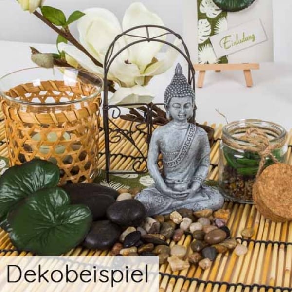 Dekofigur Buddha in Grau, 13 cm.