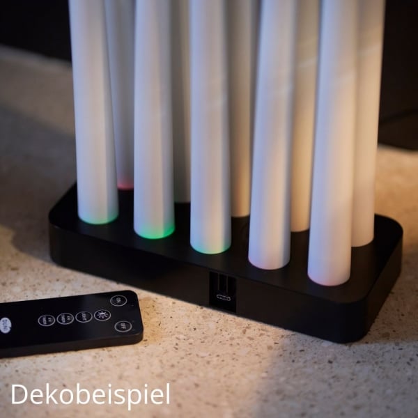 Dekobeispiel - 10er Set Duni LED Spitzkerzen mit Fernbedienung und Ladestation, dimmbar