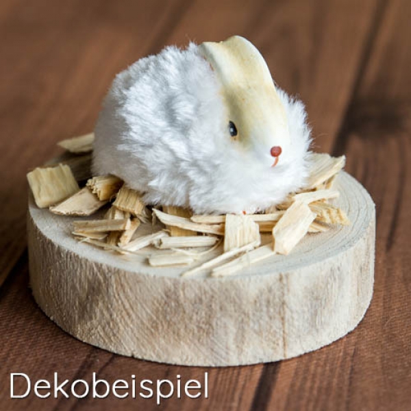 Dekobeispiel Hase Flöckchen mit flauschigem Kunstfell, 70 mm.