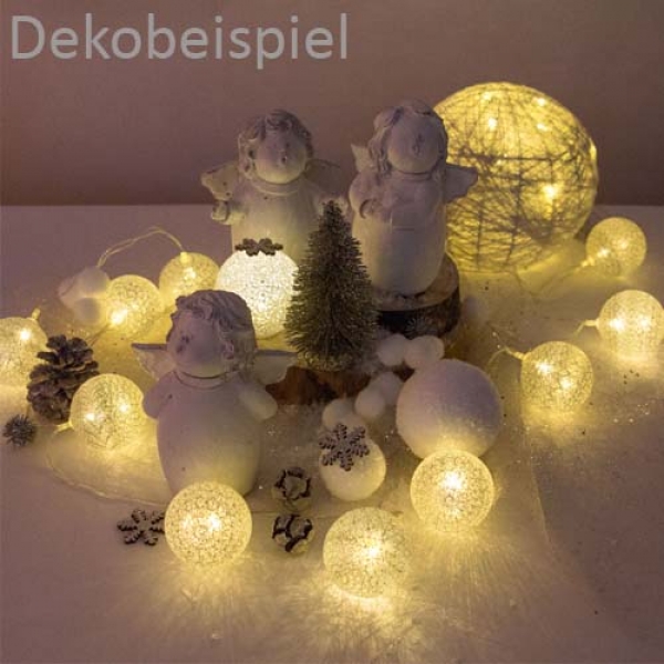 Weihnachtliches Dekobeispiel Faden Kugellampe in Hellgrau.