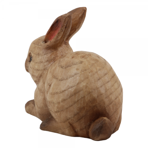 Dekofigur Osterhase in Holz-Optik, liegend, 12 cm.
