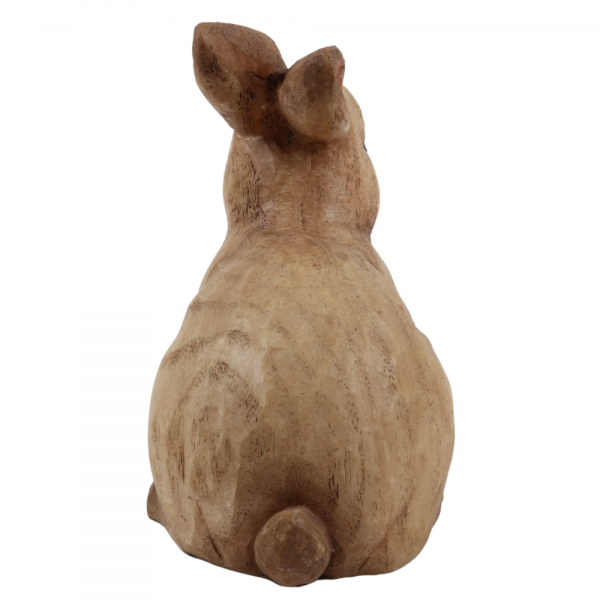 Dekofigur Osterhase in Holz-Optik, sitzend, 11 cm.