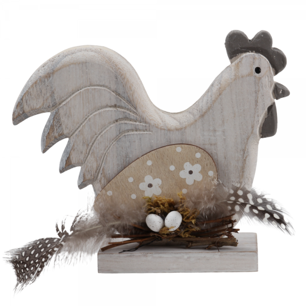 Holz Hahn mit Verzierung, 17 cm.