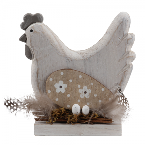 Holz Huhn mit Verzierung, 14 cm.