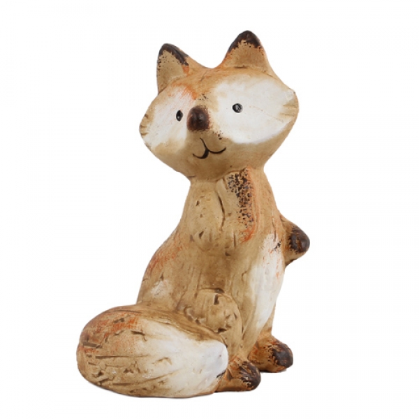 Keramik Dekofigur Fuchs, Pfote oben, 11,5 cm.