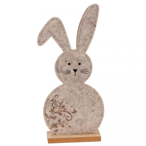 Filz Hase, Ostern, auf Sockel, in Beige meliert, 30 cm.