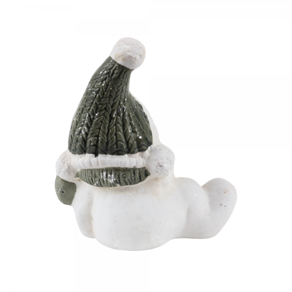 Kleiner Keramik Schneemann seitlich liegend, 90 mm.