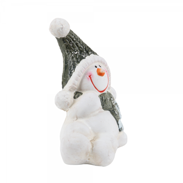 Kleiner Keramik Schneemann seitlich liegend, 90 mm.