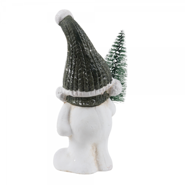 Keramik Schneemann mit Tannenbaum in rechter Hand, 16,5 cm.