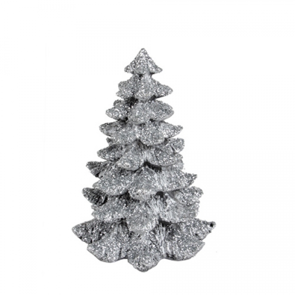 Kleiner Glitzer Tannenbaum, Weihnachtsbaum in Silber, 12 cm.
