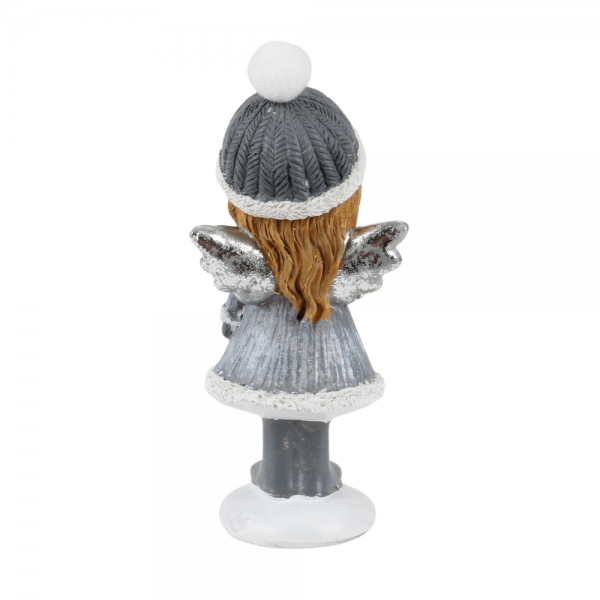 Winterengel Mädchen, Weihnachtsengel mit Stern, 14 cm, Rückseite.